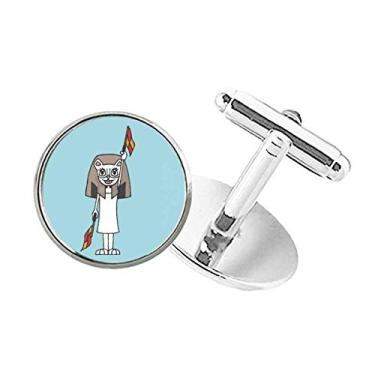 Imagem de DIYthinker Abotoaduras Offside Bandeira de árbitro Gato Múmia Botão Redondo