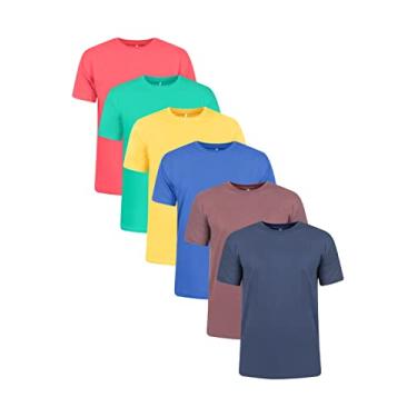 Imagem de Kit 6 Camisetas 100% Algodão (Vermelho, Verde Bandeira, Amarelo Ouro, Azul Royal, Marrom, Azul Marinho, M)