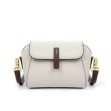 Imagem de ANNI RIEL Bolsa transversal pequena feminina de couro legítimo, bolsa de mão, moderna, casual, bolsa de ombro com bolso lateral, Branco