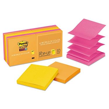 Imagem de 3M R33010SSAU Post-It SS Pop-Up Notes, 3 x 3, Rio de Janeiro Colors, 10/Pack