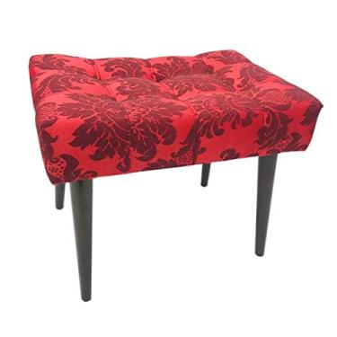 Imagem de Puff Capitonê Luxo Jacquard Vermelho com Preto