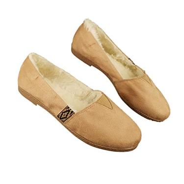 Imagem de Alpargata Pelo 100% Forrada Confort Sapato Inverno Neve AM651 Cor:Creme;Tamanho:33