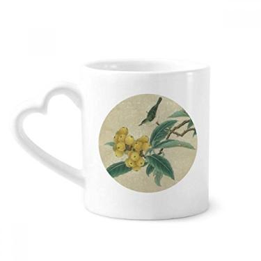 Imagem de Loquat Caneca com pintura chinesa com estampa de penas bordada, copo de coração de vidro