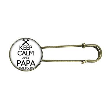 Imagem de Broche de metal retrô com citação Keep Calm and Papa Wil Fix It