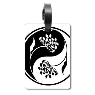 Imagem de Culture Yin-yang Bolsa de mala de flor branca preta etiqueta para cartão de bagagem