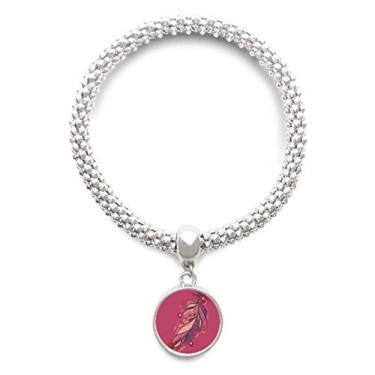 Imagem de DIYthinker Pulseira feminina com pingente de prata e flor rosa com pingente de corrente ajustável