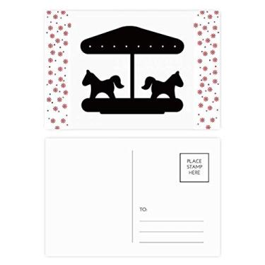 Imagem de Carrossel Preto Contorno do parque de diversões Natal Flor Celebração Cartão postal Cartão Bênção