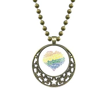 Imagem de DIYthinker Arco-íris coração amor LGBT Wordcloud pingente estrela colar lua corrente joia