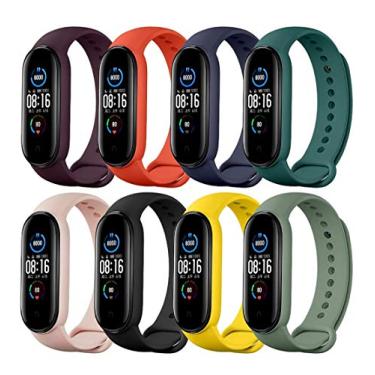 Imagem de Pulseiras de relógio TwiHill para Xiaomi Mi Band 5 2020, pulseira de silicone de estilo clássico (pacote de 8)