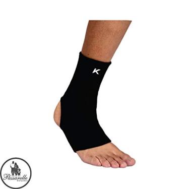Imagem de Tornozeleira Kanxa Cano Longo Neoprene Com Elástico Segurança Para Treinos Poliamida 1180 - Preto/Azul