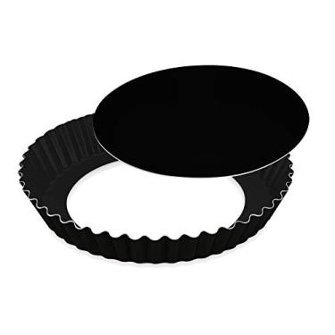 Imagem de Forma para Bolo e Torta 20 Crespa com Fundo Removível Alumínio Fortaleza Preto