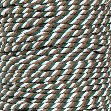 Imagem de Corda artesanal de algodão natural torcido tricolor (1/4 polegada, camuflagem de madeira, 30 metros)