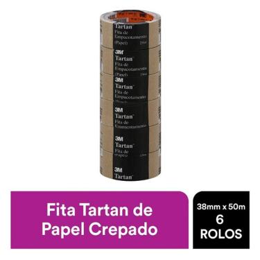Imagem de Fita de Empacotamento 3M Tartan Papel Crepado 2564 38MM X 50M 6 Rolos