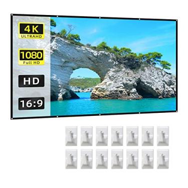 Imagem de dalisp Tela do projetor de 100 polegadas 16:9 HD 4K ldable Portátil Lateral Projeção - Vinco Cortina de tela de filme com ganchos r Reunião de escritório de home theater ao ar livre interno