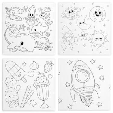 Imagem de Tela Para Pintura Infantil Colorir Pintar Kit 4 Unidades Canvas 40x40cm (Variados)