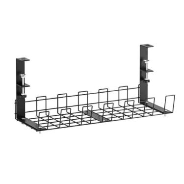 Imagem de Bandeja de gerenciamento de cabos sob a mesa sem broca organizadores de cabos de mesa de ferro bandeja de gerenciamento de cabos rack de armazenamento de fios sob a mesa rack de armazenamento de fios