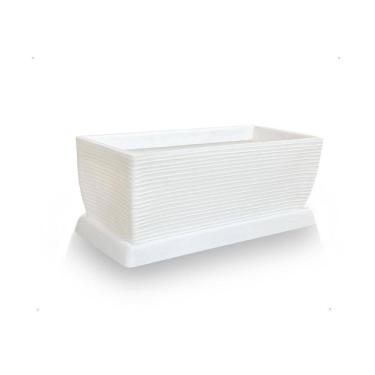 Imagem de Vaso De Planta Jardineira + Prato Polietileno 60X25 Branco