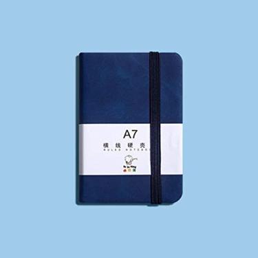 Imagem de BYBYCD Caderno portátil com bolso, bloco de notas, agenda, caderno de esboços, organizador de agenda, memorandos A6/A7, 96 folhas (A7, azul escuro)