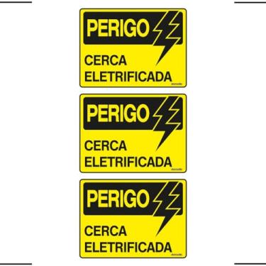 Imagem de Combo 3 Placas De Sinalização Perigo Cerca Eletrificada 20x15 Ekomunike - S-219 F9e