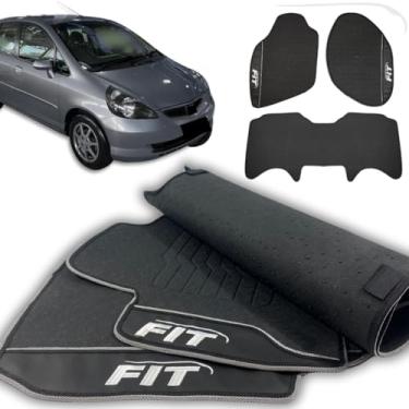 Imagem de Tapete Automotivo Compatível Com Honda Fit LXL 2004 2005 2006 2007 2008 - Jogo Com 3 peças Antiderrapante Emborrachado Linha Premium