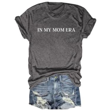 Imagem de Camiseta para mamãe feminina Mom Life Graphic Tees Casual Cute Mother's Day Tops for Mommy, Cinza escuro, P