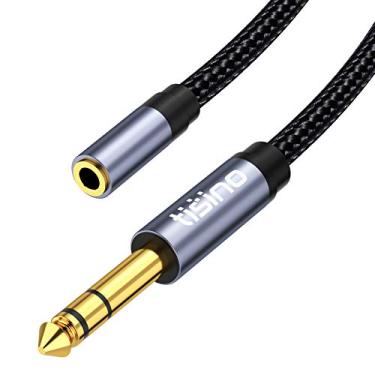 Imagem de Tisino Cabo adaptador de conector de 6,35 mm a 3,5 mm para conector grande macho para mini jack adaptador fêmea para fones de ouvido, amplificadores, amplificador de guitarra, teclado piano, home