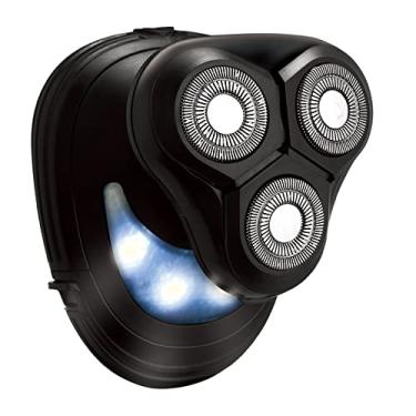 Imagem de Chargeworx Barbeador rotativo de rosto e cabeça 3D para homens – Navalha elétrica sem fio com luz LED, 3 cabeças flutuantes, cabo ergonômico – Ferramenta de limpeza compacta operada por bateria, série
