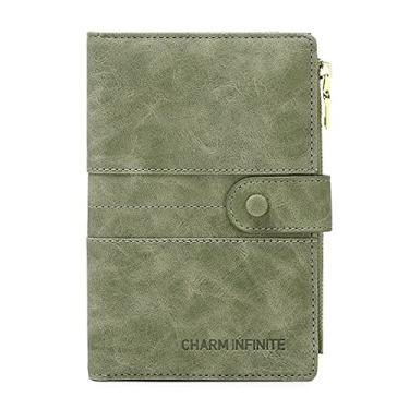 Imagem de Mudono Porta-passaporte e cartão para mulheres com bloqueio de RFID, carteira fina para viagem com compartimento para cartão de vacina, Verde, Minimalista