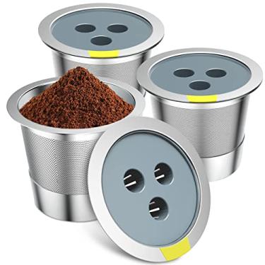 Imagem de Copos K reutilizáveis de aço inoxidável compatíveis com cafeteira Ninja, pacote com 3 cápsulas de café reutilizáveis, filtros de café permanentes adequados para Ninja CFP201 CFP300 CFP301 CFP400