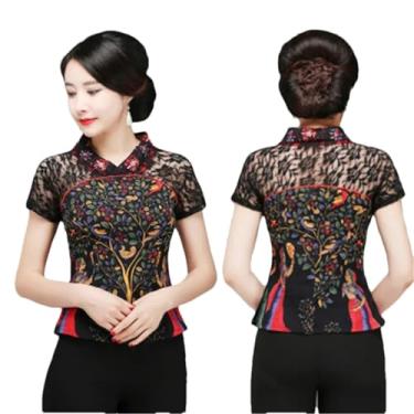 Imagem de Camiseta feminina étnica de verão chinesa, Árvore rica, M
