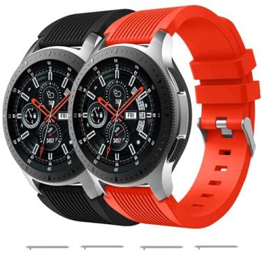 Imagem de Nacorulu Pulseira compatível com Samsung Galaxy Watch de 46 mm/Galaxy Watch 3 de 45 mm/Gear S3 Classic/Frontier, pulseira de silicone para relógio inteligente de 22 mm para mulheres e homens (pacote