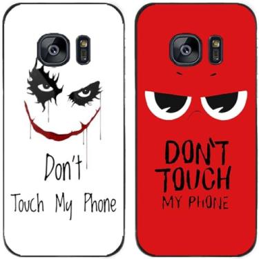 Imagem de 2 peças Smile Don't Touch My Phone impresso TPU gel silicone capa de telefone traseira para Samsung Galaxy todas as séries (Galaxy S7)