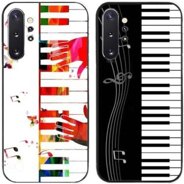 Imagem de 2 peças de capa de telefone traseira clássica impressa em piano TPU gel silicone para Samsung Galaxy todas as séries (Galaxy Note 10 Plus/Note 10+)