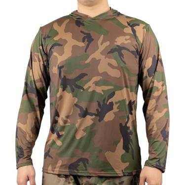Imagem de LOOGU Camisa masculina de camuflagem leve para caça, camiseta de manga comprida para pesca, caminhada, acampamento, Moletom com capuz Us 4 Color Woodland, 3G