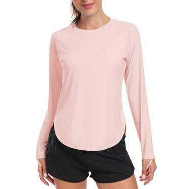 Imagem de addigi Camisa de sol feminina FPS 50+ manga comprida para treino, corrida, caminhada, proteção UV, roupas de secagem rápida ao ar livre, A, rosa, XXG