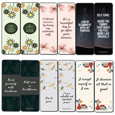 Imagem de Creanoso Marcadores de livro Self-Love and Care Série 1 (10 conjuntos x 6 cartões) – Conjunto de cartas inspiradoras diárias – Cortador de página de livro interessante – Ótimo presente para adultos e
