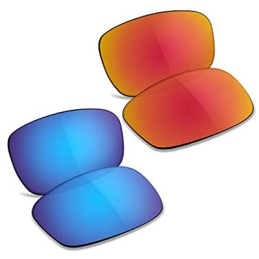 Imagem de TRUSHELL Lentes de reposição polarizadas para óculos de sol Oakley Crosshair 2.0 OO4044 - vermelho escuro + azul oceano