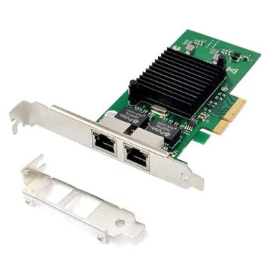Imagem de HINYSENO 2 portas RJ-45 10/100/1000Mbps PCI-Express x adaptador de servidor Ethernet de 4 Gigabit Placa controladora de interface de rede de porta dupla para chipset Intel 82576, compare com Intel