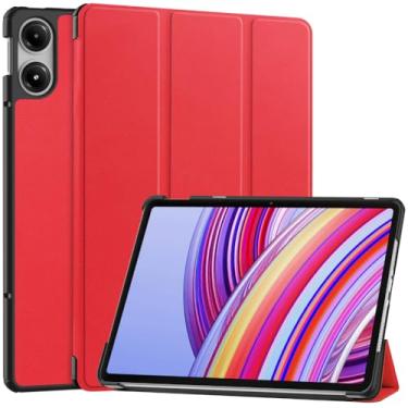 Imagem de Kepuch Custer Capas para Redmi Pad Pro 12.1 / Xiaomi Poco Pad 2024,Couro-PU Bolsas Estojos - Vermelho