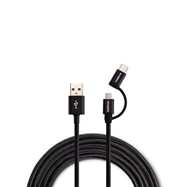 Imagem de Cabo USB Micro USB + USB-C 1,5m Nylon EUABC 15NP Preto Intelbras