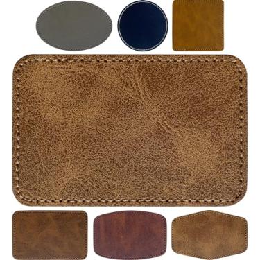 Imagem de TWIG Adesivos retangulares de couro sintético em branco, 30 peças, marrom claro, rústico country, ferro, gravação a laser/suprimentos de impressão UV