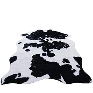 Imagem de Tapete de couro europeu textura animal vaca sala estar quarto mesa café preto e branco moda criativa tapete pelúcia simples