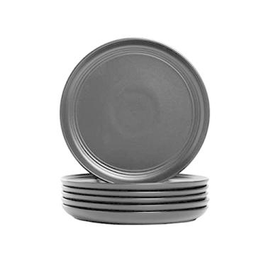 Imagem de 10 Strawberry Street - Prato de Salada de Linha Dupla, 21 cm, Conjunto de 6, Preto Fosco