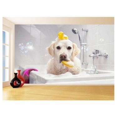 Imagem de Papel De Parede Animal Cão Petshop Banho Tosa 3,5M Anm386