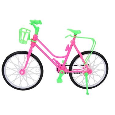 Imagem de Bicicleta De Plástico De Brinquedo MOUMOUTEN, Bicicleta Em Miniatura Com Cesta, Acessório Externo Para Bonecas, Presente, Modelo De Simulação De Menina, Verde, Vermelho