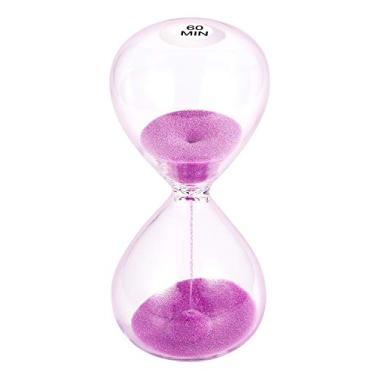 Imagem de SuLiao Ampulheta Temporizador de areia de 60 minutos: Relógio de areia roxa de 5,1 polegadas 60 min, vidro de 1 hora exclusivo para crianças, jogos, sala de aula, casa, mesa, escritório decorativo