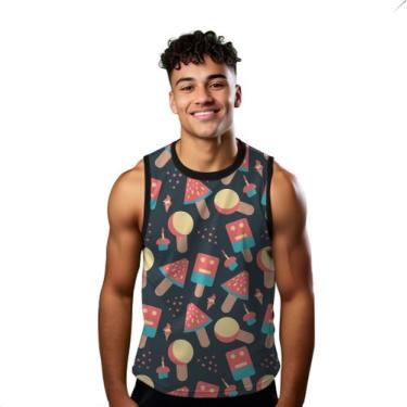 Imagem de Camiseta Regata Verão Estilo Moda Praia Picolé Faces Doce Cartoon Mela