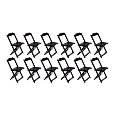 Imagem de Conjunto com 12 Cadeiras Dobráveis em Madeira Maciça - Tabaco