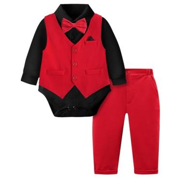Imagem de A&J DESIGN Roupas para bebês meninos, roupas formais para cavalheiros, camisa social +...