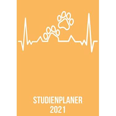Imagem de Studienplaner 2021: DIN A4 Kalender von 01/2021-12/2021 1 Tag = 1 Seite mit großem Tageskalender und großartiger Übersicht. Monatsübersicht, ... / Tierpfote Hund Katze heartbeat herzschlag